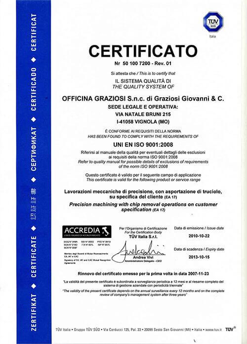 TUV Officina Graziosi - ISO 9001